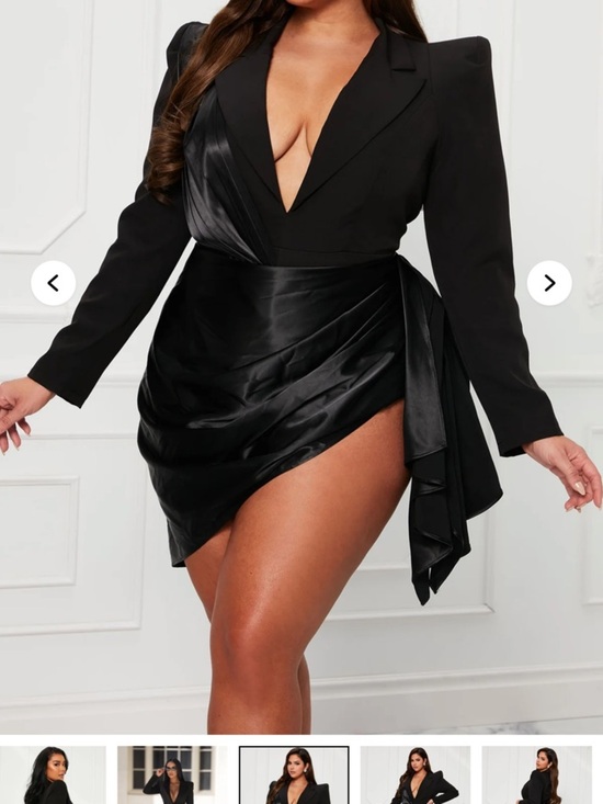 Fashion Nova Dresses & Skirts - Akaria Black Satin Wrap Blazer Dress